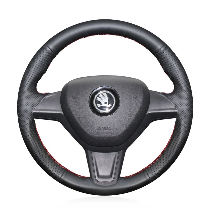 Loncky Auto Custom Fit OEM Black Genuine Leather Car Steering Wheel